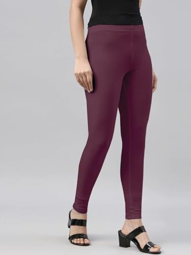 Image of JUNEBERRY Cotton Lycra Skinny Fit Leggings for Women & Girls (Sizes: S to 2XL) (Colors: Black, Beige, White, Grey, Brown, Pink & Wine)