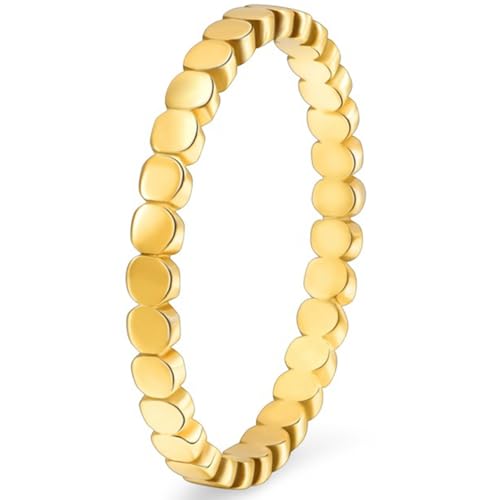 Jude Jewelers 2mm Width Stainless Steel Waved Beaded Stackable Wedding Band Ring