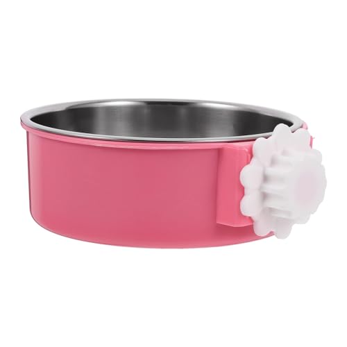 FONDOTIN ステンレス鋼製ハンギングペットフィーダー 大型犬 猫用 食器 粉色 滑り止め設計 性を考慮した便利な給餌ボウル ハンガー付き