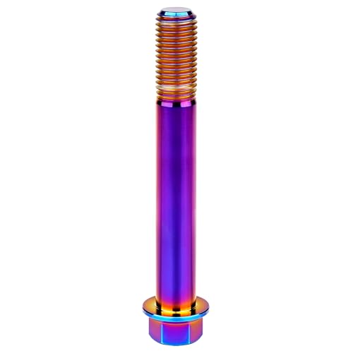 Image of Titanium Bolt M12 30 35 40 45 50 55 60 65 70 75 80 85 90mm Hex Small Flange Head for Motorcycle Car Modification Pack of 4 (M12x90mm Pitch 1.5, Burnt Blue)
