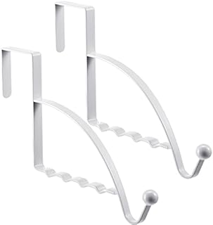 2 Pieces Over Door Hooks Over Door Hanger Sturdy Valet Hooks Door Mounted Hooks Multi Hanging Storage Hanger Over Door Rack for Clothes Coats Towels Hats Scarves Purses Keys and More (White)