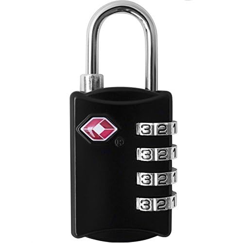 Luggage Locks TSA Approved (1 Pack), 4-Digit TSA Locks for Luggage, Locker, Suitcase, Backpack, School Bag, &amp; Travel Bag - Portable, Rust-Resistant, &amp; Secure Combination Lock, Black