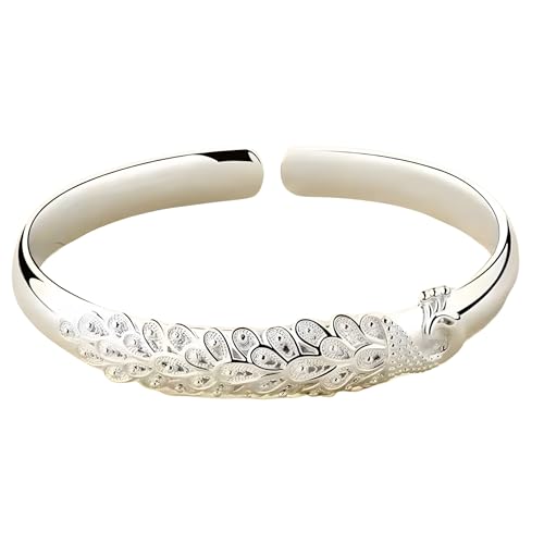 Bracelet jonc paon argent 925 fini les bijoux trop petits avec cette manchette réglable