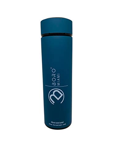 BoRo Bottle® - Premium Edelstahl Flasche TO GO - Thermosflasche 0,5L inklusive Sieb für Tee (Blue) Cover