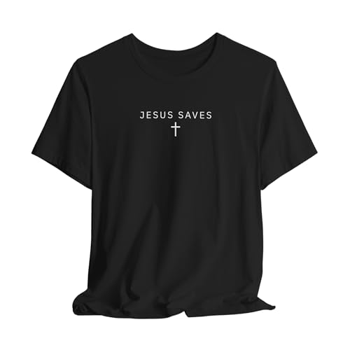 Jesus Saves Christian T-Shirt | Minimalist Faith Tee with Cross Design | Religious Gift for Men & Women