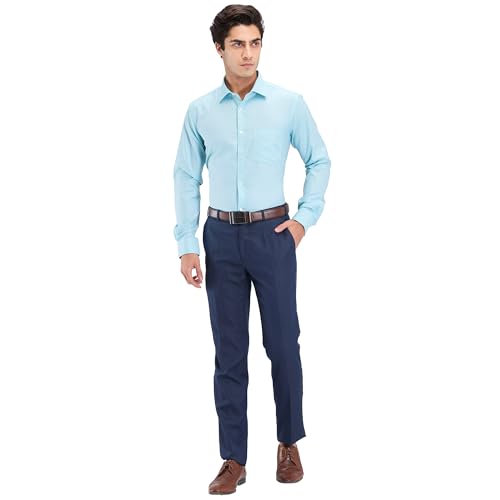 Image of Park Avenue Men's Slim Fit Structure Pattern Cotton Polyester Blend Semi Cutaway Collar Full Sleeve Formal Shirt