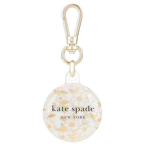 Image of kate spade new york AirTag Holder with Gold Ring Clip - Sunshine Floral