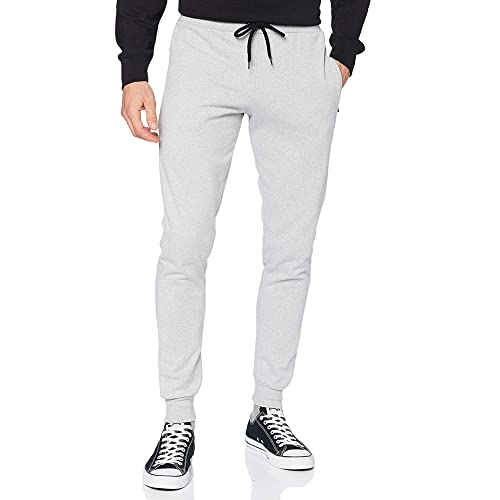 FM London mäns Slim Fit joggingbyxor sport, Grå, M