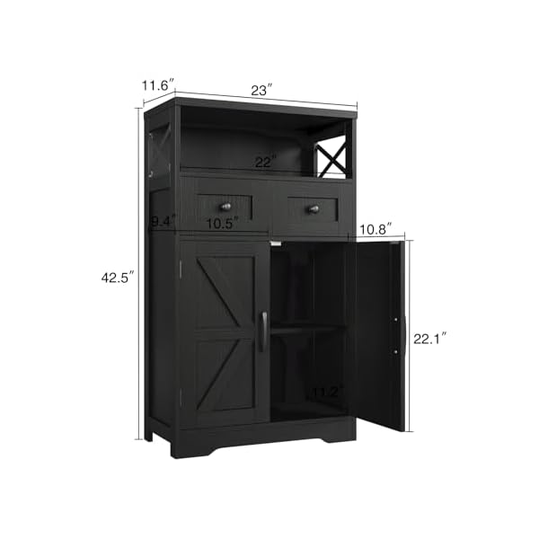 Black storage cabinet with drawers and shelves freestanding black kitchen pantry storage cabinet floor storage cabinet hutch cupboard black for diningliving roomhome office  urban country home decor