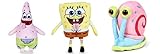 Licencia oficial Play by Play Pack 3 Peluches Bob Esponja: Bob Esponja (22cm) + Patricio (24cm) + Gary Caracol (15cm)