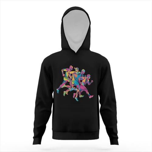 Running Geometric Modern Artistic Gym Fitness Hoodies for Teen Girls Boys Lightweight Kangaroo Pocket Sweatshirt3