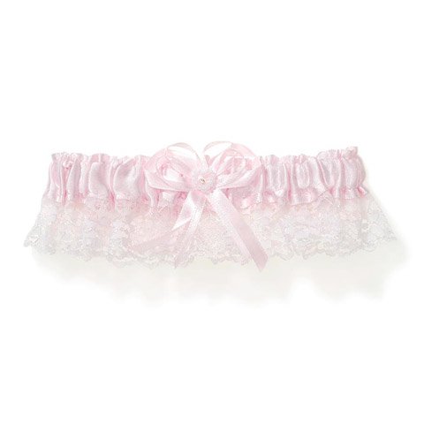 Victoria Lynn Pink Garter with Lace and Heart