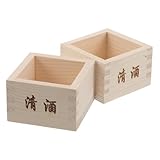 Alipis Caja de Madera Japonesa para Sake Masu 2 Piezas, Taza Cuadrada de Madera Natural, para Sushi, Cenas y Celebraciones, Vaso Tradicional para Servir Sake Frío, Ligera y Portátil