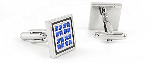 Par de mancuernas cuadradas azules para hombre miniatura 2