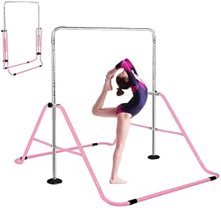FBSPORT Gymnastics Bar, Folding Horizontal Bar Gymnastics Equipment for Kids Home Training, Expandable Gymnastics Training Bar Junior with Adjustable Height for Girls Boys