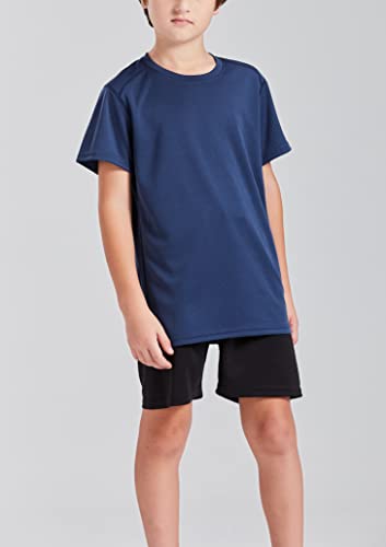 Danichins Boys Athletic Short-Sleeve Shirt Active Mesh Tee Loose Sports T-Shirt, Pack Of 2 (Navy, Grey, 7) #TOP2