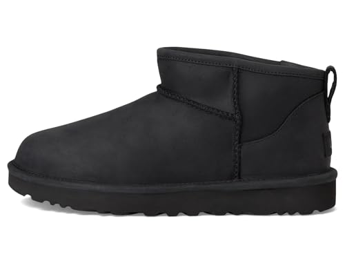 UGG Women's Classic Ultra MINI LTHR Fashion Boot, Black, 84