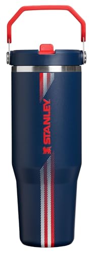 Image of STANLEY IceFlow 2.0 Flip Straw Tumbler with Handle, 30 oz | Twist On Lid and Flip Up Straw | Leak Resistant Water Bottle | Insulated Stainless Steel | BPA-Free | Team Navy Red