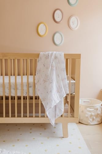 Image of Pehr Crib Sheet, Flower Patch | Breathable Brushed Organic Cotton for Soft Sleep | Fits Standard Crib Mattresses up to 52 inchL x 28 inchW x 8 inchH