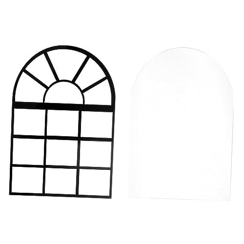 DIYEAH 2 Piezas Juguetes Modelo De Ventana Falso Decoración Ventana Falsa Adornos De Pared Para Sala De Estar Decoraciones De Ventana Marcos De Pared Para Sala De Estar El Plastico Negro