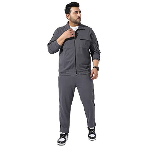 Image of Instafab Plus Men's Solid Blue Co-Ords Set For Casual Wear Regular Fit Cotton Blend Fabric Stretchable Clothing Set Crafted With Comfort Fit & High Performance For Everyday Wear