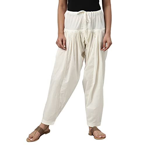 Image of GO COLORS Soft Cotton Salwar for Women | Relaxed Fit, Mid Rise, Ankle Length, Drawstrings