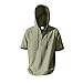 Army Lime Green Man Short Sleeve Hooded Coat for Mens Faux Gauze Linen Brunch with Hood Plain Summer Fall Hoodies Button 2026 Clothes Fashion Y2K M