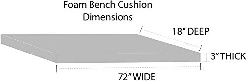 Rsh Décor Indoor Outdoor 3" Foam Bench Cushion With Ties, (72" X 18" X 3") Choose Color (Ivory) #TOP2