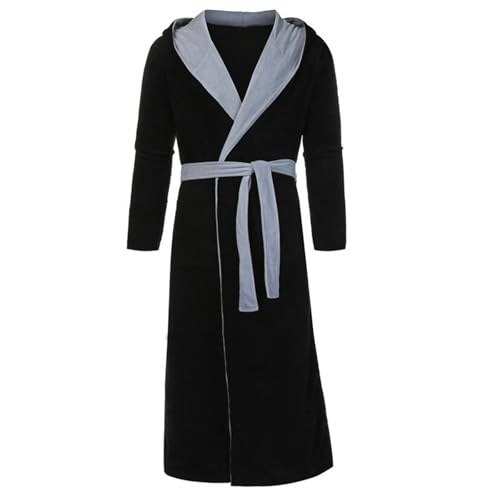 Mens Robe Hooded Wrap Style - Big and Tall Plush Fleece Bathrobe Comfort Soft Unisex Solid Waist Sleepwear Pockets4