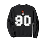 90 numero pallacanestro stile vintage bianco felpa