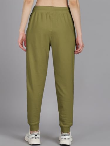 Image of Vogaan Women's Cotton Blend Regular Fit Track Pants | Drawstring Waist Solid Joggers | Super Combed Casual Joggers for Running & Gym