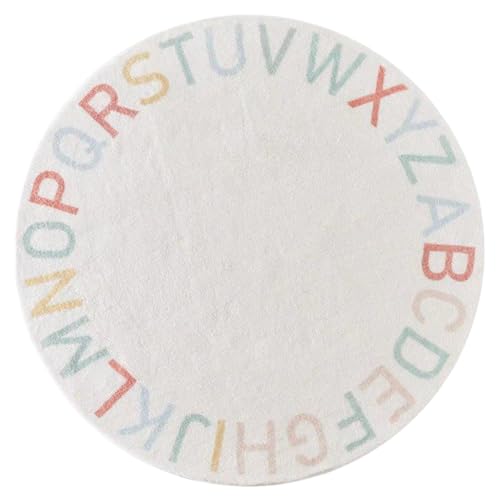 Tapis ABC rond 100x100 cm en polyester doux pour l'apprentissage des enfants en salle de jeux