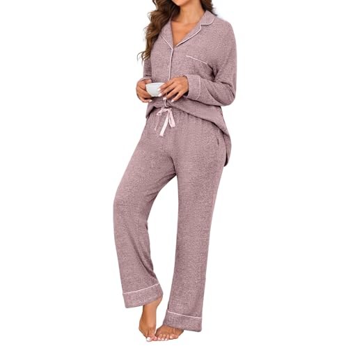 Pajamas for Women Set 2 Piece, Super-Soft Long Sleeve Postpartum PJS4