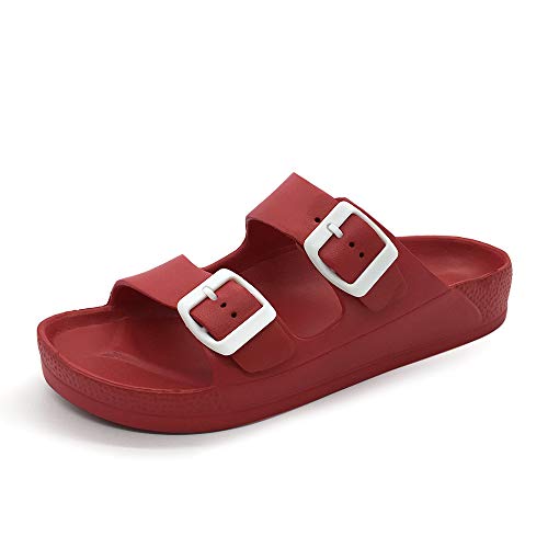 Image of Luffymomo Women's Eva Double Buckle Slides Sandals | Soft Footbed Adjustable Slip on Sandals, Comfortable Summer Beach