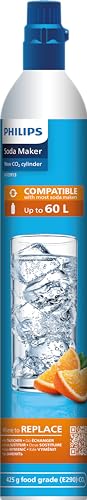 Philips Water ADDSODA Cilindro de CO2 para hacer agua espumosa, Carga para Máquina de Agua con Gas, Color Metalizado, 60 l