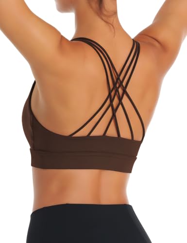 Image of OYANUS Sports Bras for Women Sexy Crisscross Back Padded Strappy Workout Bras Medium Support Yoga Bra with Removable Cups