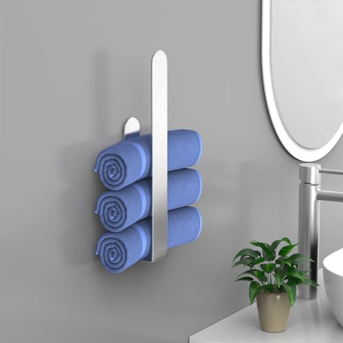 Image of HUFEEOH Hand Towel Holder, Self Adhesive Towel Bar Towel Holder for Kitchen Cabinet, Stainless Steel Bath Towel Holder Stick on Wall