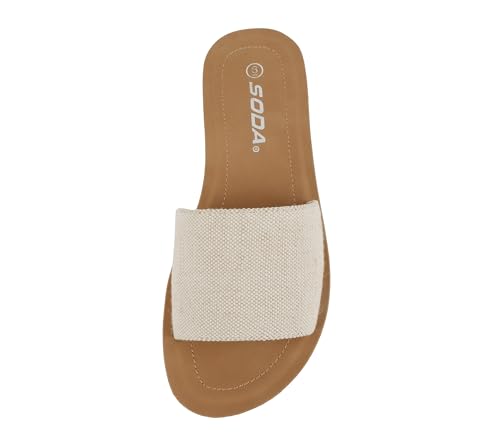 Image of Soda Shoes Efron-S Women Flip Flops Basic Plain Slippers Slip On Sandals Slides Casual Peep Toe Beach