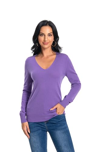 Image of Women's 100% Cashmere V-Neck Long Sleeve Pullover