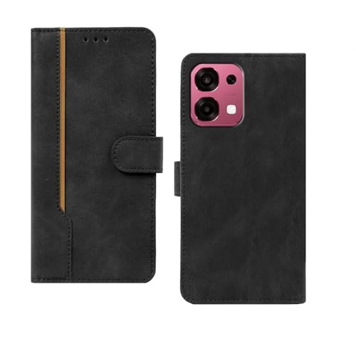 Image of amazon basics Oppo F31 Flip Cover | Card Pockets Wallet & Stand | Flip Cover for Oppo F31 (Black with Beige Strip)