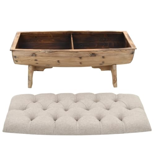 Vidaxl Cassapanca Legno Massello Tessuto 103X51X44 Cm Panca Contenitore Baule - 3