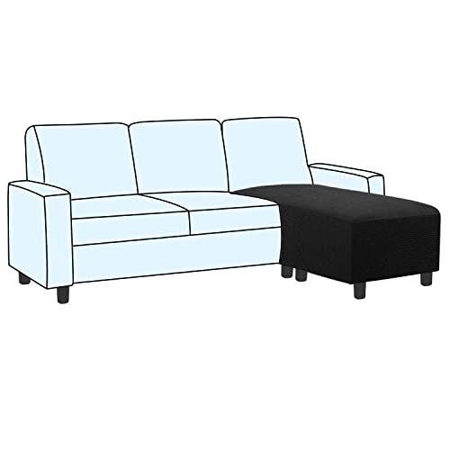 Image of H.VERSAILTEX Ottoman and Sofa Seat Cushion Combined Cover Slipcover Rectangle Sofa Slipcover Fit Length 56'-75' Suitable for L Shaped Seat Cushion Cover or Chaise Part Cover Stretch Thick Soft - Black