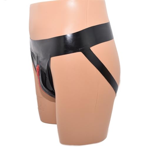 Jocks de látex con cremallera negro talla S ropa interior 0,4 mm 4