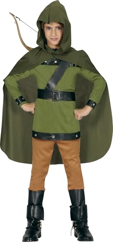 FIESTAS GUIRCA | Costume d'Archer Enfant (5-6 ans) - T-shirt, Cape, Cagoule, Gant et Pantalon - Costumes Médiévaux et Mousquetaires pour Carnaval et...