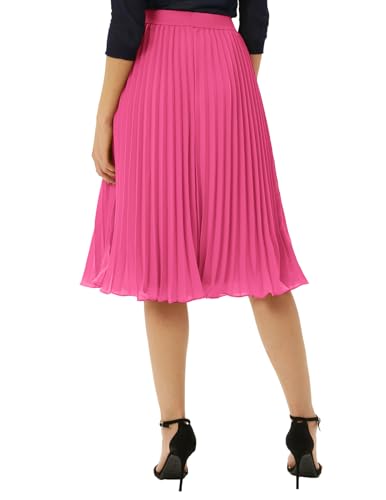 Image of GRACE KARIN Pleated Midi Skirt for Women,Chiffon Elastic High Waist Knee Length Skirts,Swing Flare A-Line Outfits