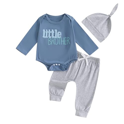 Image of MOLZULAMS Big Brother Little Brother Matching Outfits Crewneck Long Sleeve Sweatshrt/Romper Long Pant Set Fall Winter Clothes