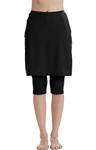 Seagoo Swim Skirt with Leggings Women UV Protection Skirted Swimming Leggings Pants Black