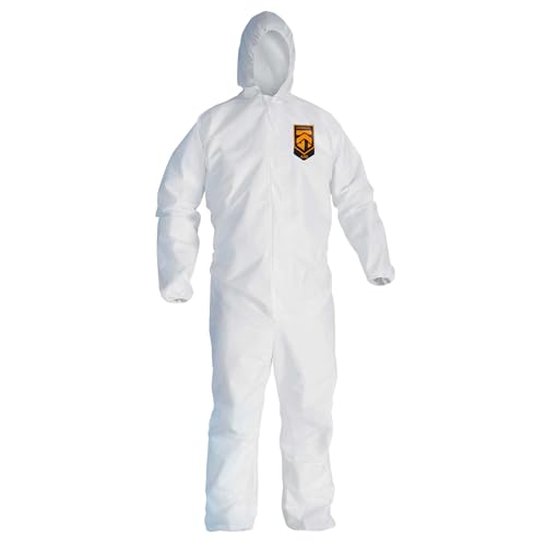 Kleenguard A30 Breathable Splash and Particle Protection Coveralls (46115), REFLEX Design, Hood, Zip Front, Elastic Wrists & Ankles (EWA), White, 2XL, 25 / Case