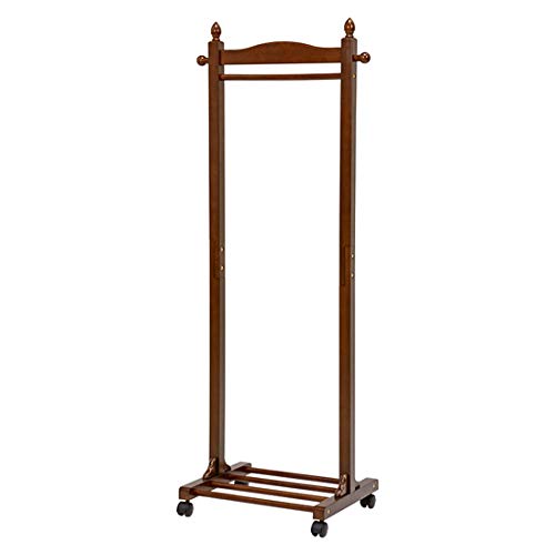 萩原(Hagihara) ハンガーラック コートラック コートハンガー キャスター付き 【収納力と使いやすさの両立】 衣類収納 天然木 木製 ブラウン 幅60cm VR-7237BR