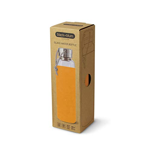 Black+Blum Leak-Proof, Lightweight Travel Protective Sleeve Leakproof Glass Water Bottle, 600Ml, Orange #TOP1